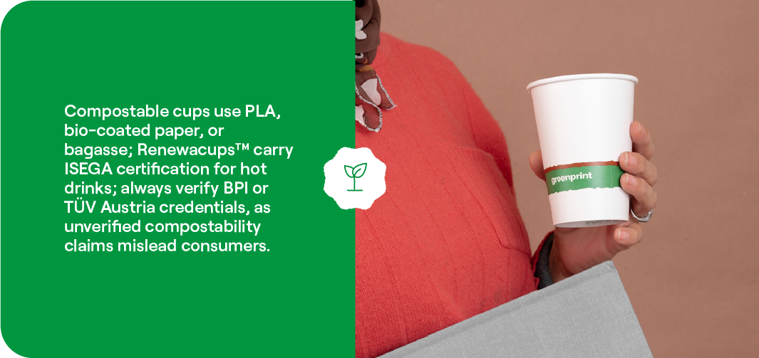 Compostable cups ready for commercial composting
