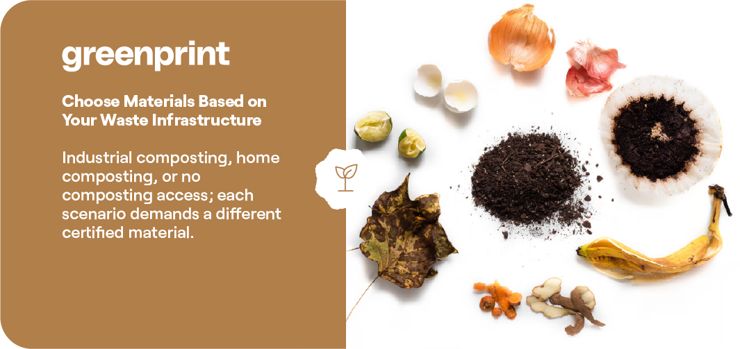 Greenprint material selection guide showing how to choose materials based on waste infrastructure