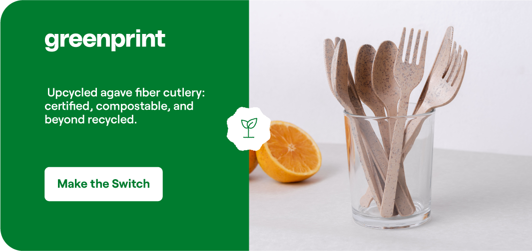 Upcycled agave fiber cutlery displayed with fresh citrus