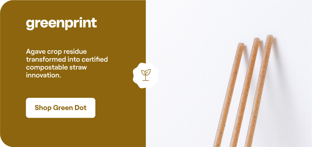 Greenprint agave fiber compostable straws made from post-tequila agricultural waste
