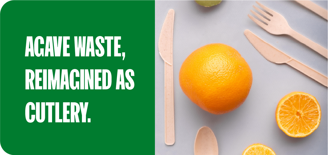 Agave agricultural waste reimagined as compostable cutlery with fresh citrus