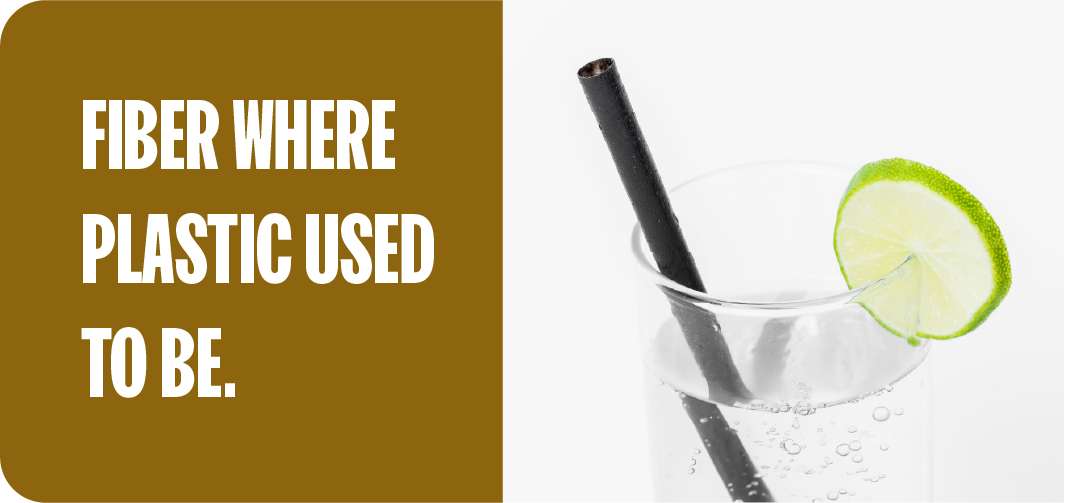 Fiber-based straw replacing plastic in a cold drink
