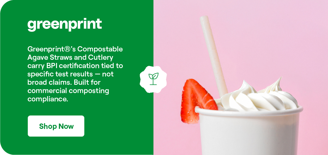 Compostable Agave Straw with BPI Commercial Compostability certification served in a beverage
