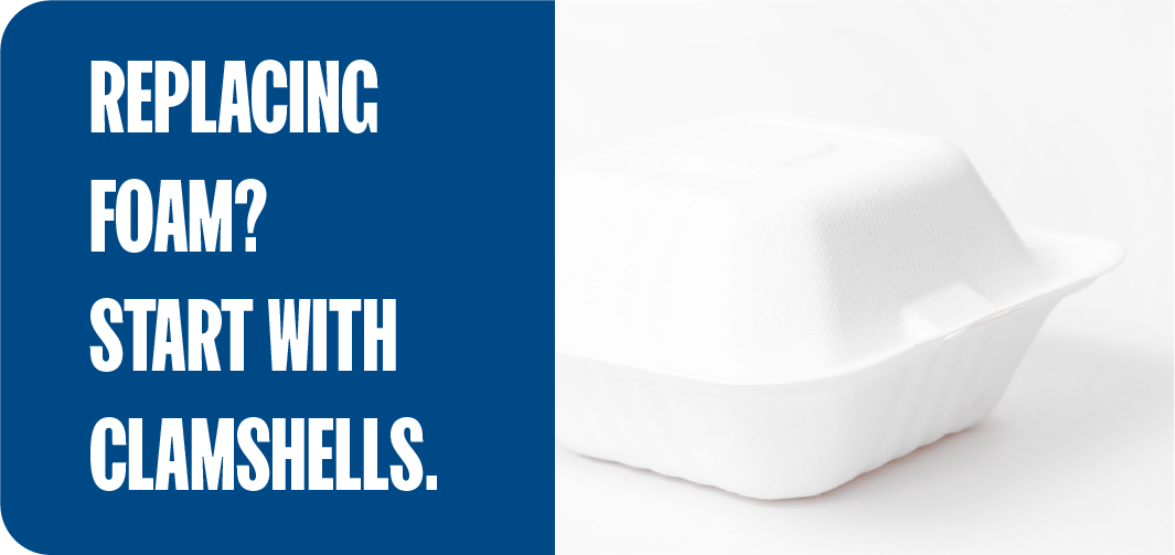 Compostable clamshell containers replacing banned foam for New Jersey foodservice