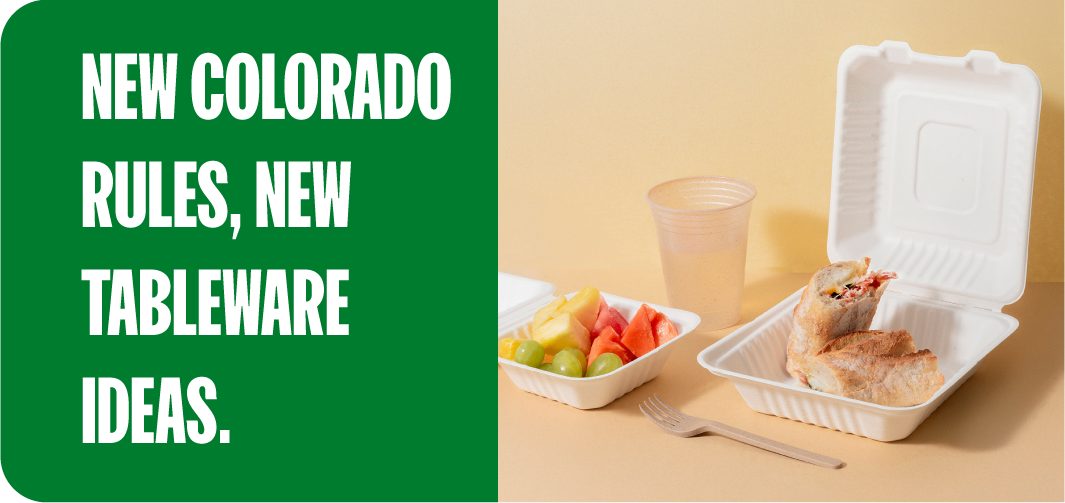 Graphic explaining that not every green product is compostable in Colorado
